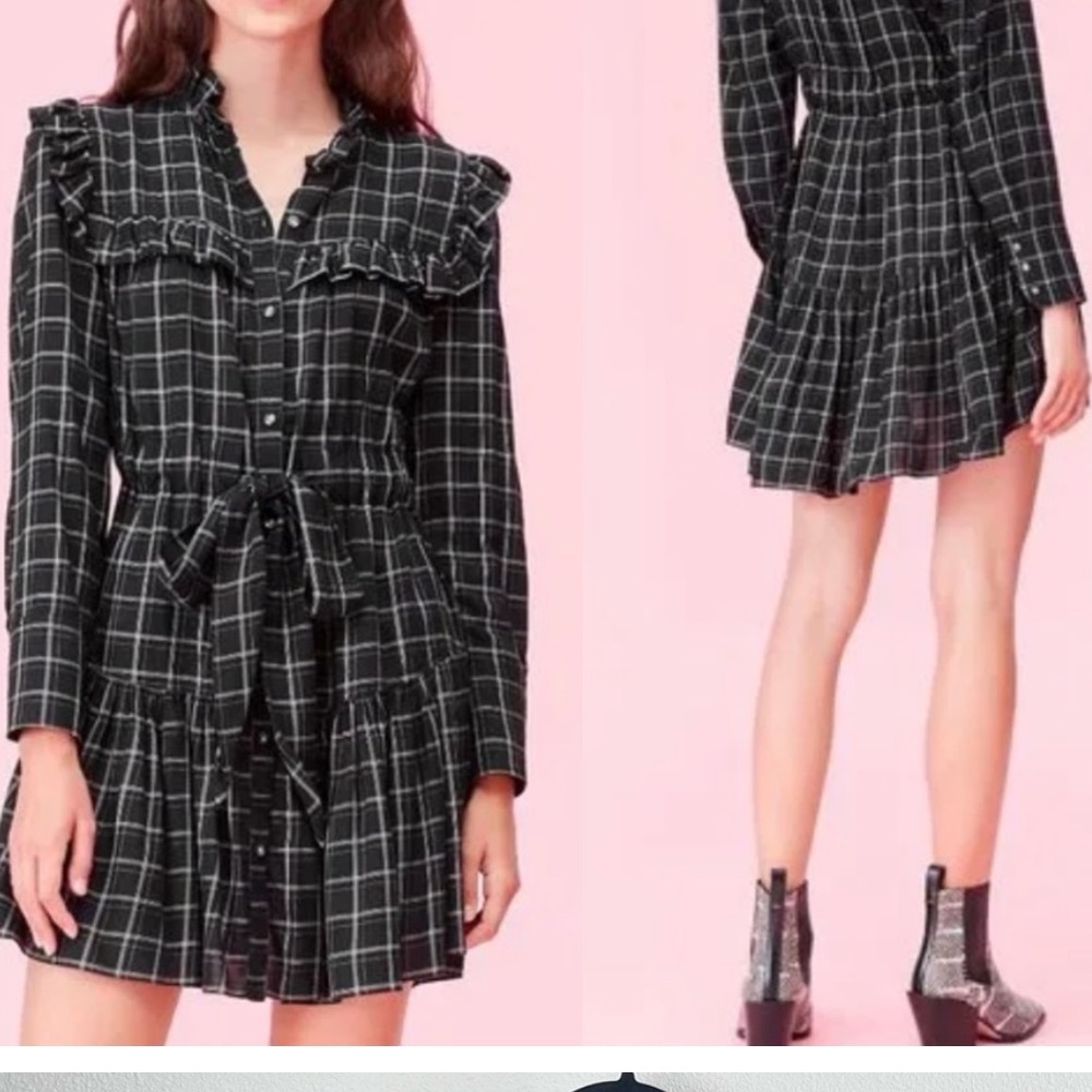 La Vie Rebecca Taylor long sleeve paid dress XS nwt dress great for fall - Picture 4 of 9